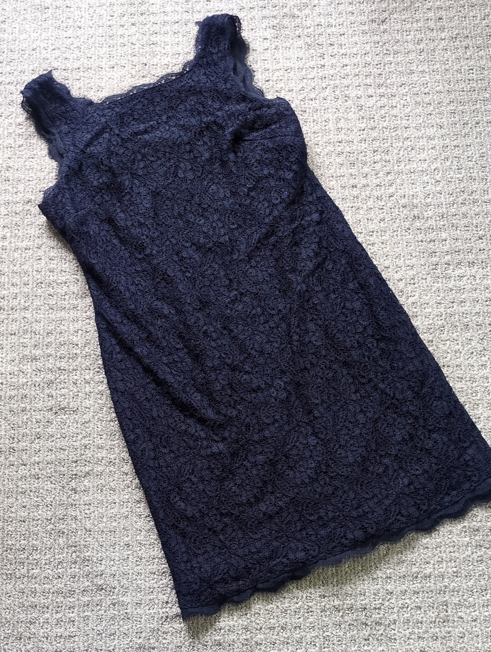 BEAUTIFUL Adranna Papell Navy Blue Lace Knee-length Zip Back Dress, Size 16